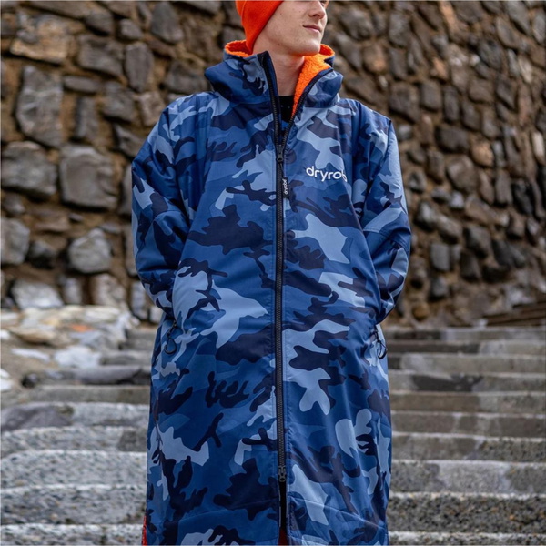 2025 Dryrobe Advance Langærmet Skiftetøj Robe V3 DALSV3 - Blue Camo /... Orange